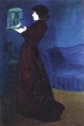 Jozsef Rippl-Ronai woman with a birdcage oil painting artist